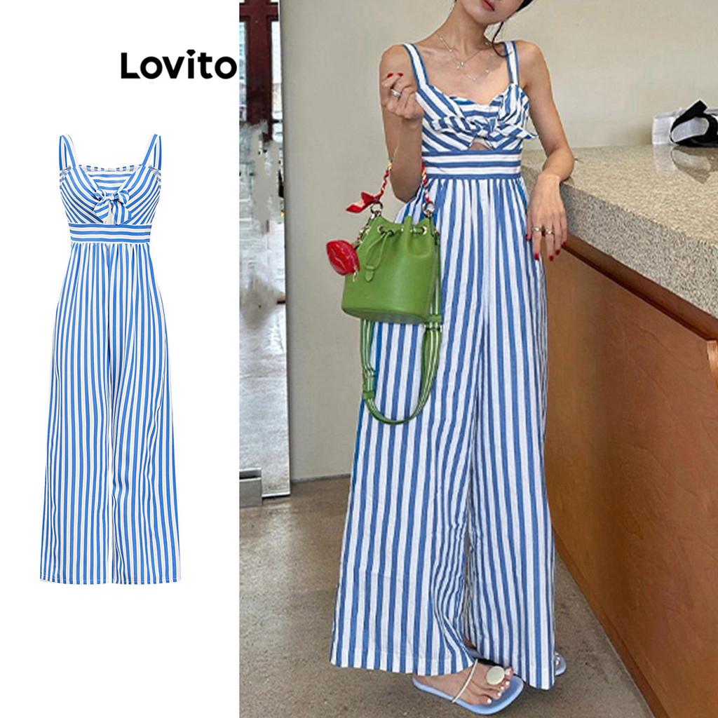 Lovito จั๊มสูทลายทางลำลองสำหรับผู้หญิง L109MD684