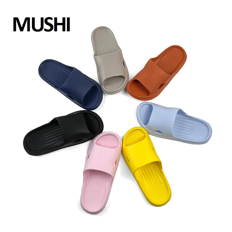 Mushi COD ผู้ชายและผู้หญิงในร่มรองเท้าแตะกลางแจ้งลื่นน้ำหนักเบาสบายแฟชั่นเรียบง่าย