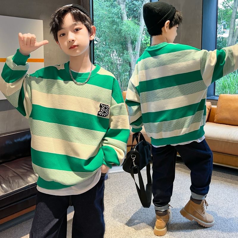 ฤดูใบไม้ร่วงเสื้อผ้าเด็กสไตล์ใหม่เด็กผู้ชายเด็กลายเสื้อแขนยาว จุดต่ําสุด เสื้อ ที