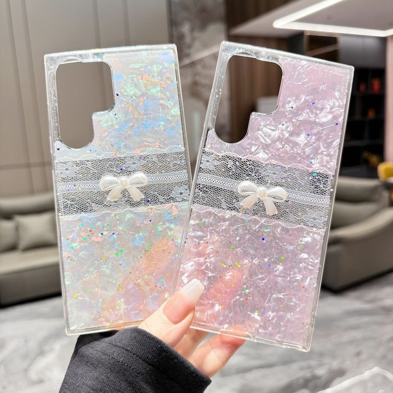 SAMSUNG สําหรับsamsung Galaxy S24 S23 S22 S21 FE S25 Plusหมายเหตุ20 Ultra A51 A52 A33 A53 A73 A14 A15 5Gเกาหลีน่ารักโบว์ลูกไม้กรณีGradient Soft Cover