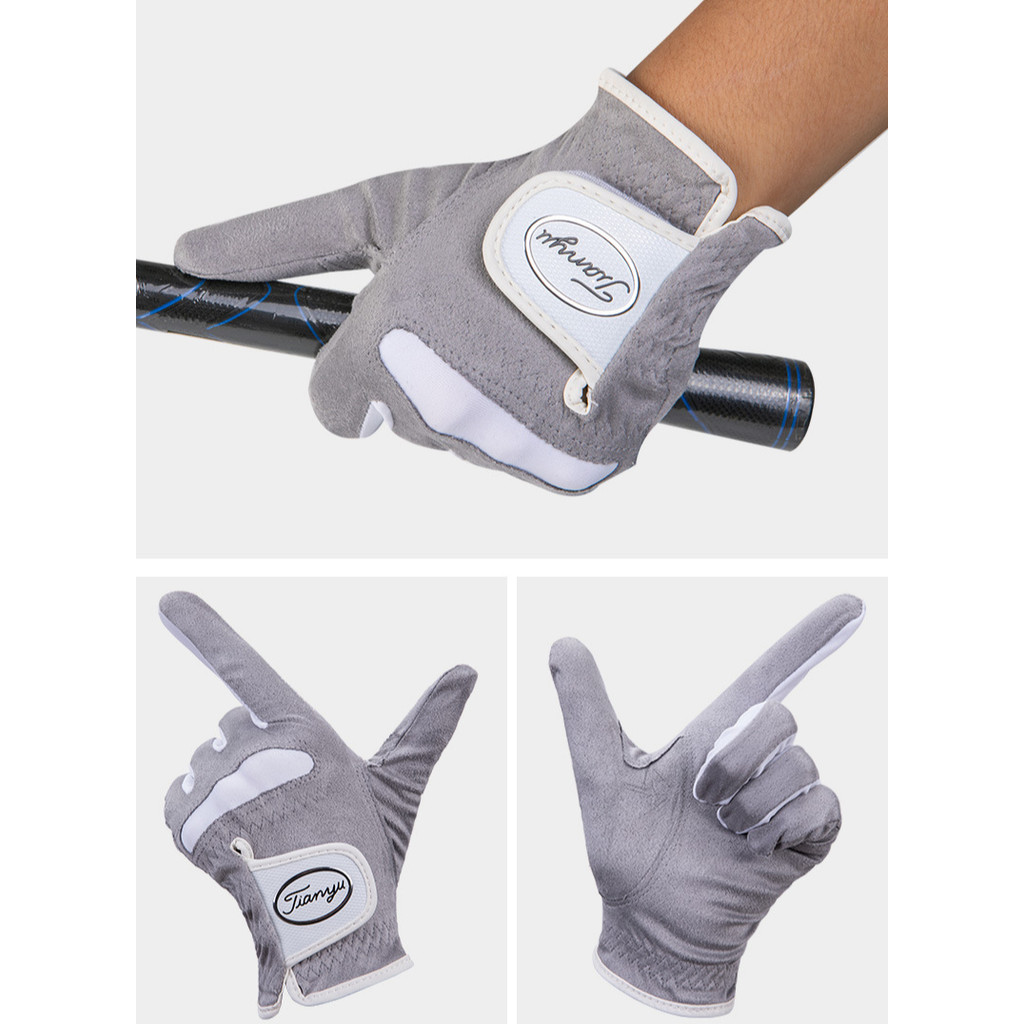 Winmax 1 ชิ้นถุงมือกอล์ฟผู้ชายเดี่ยวปาล์มลื่นอนุภาคหนัง PU ผ้าไฟเบอร์ Breathable ถุงมือกอล์ฟกันลื่น — صورة 4