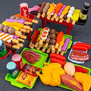 BBQ 109PCS ของเล่นบาร์บีคิว ของเล่นทำอาหาร อาหารจำลอง ฝึกทักษะการลงมือของเด็กๆ บาร์บีคิวจำลองสำหรับเด็ก แกล้งเกม