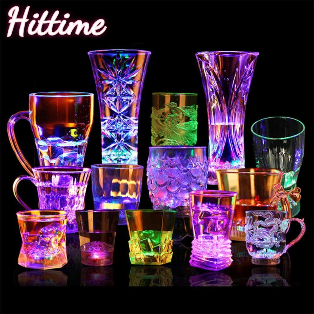 Hittime ถ้วยกระพริบไวน์เบียร์ Whisky แก้วน้ําเครื่องดื่มแก้ว LED อัตโนมัติเรืองแสงถ้วย Party อุปกรณ์ตกแต่งใหม่ N4W5[NVEP]