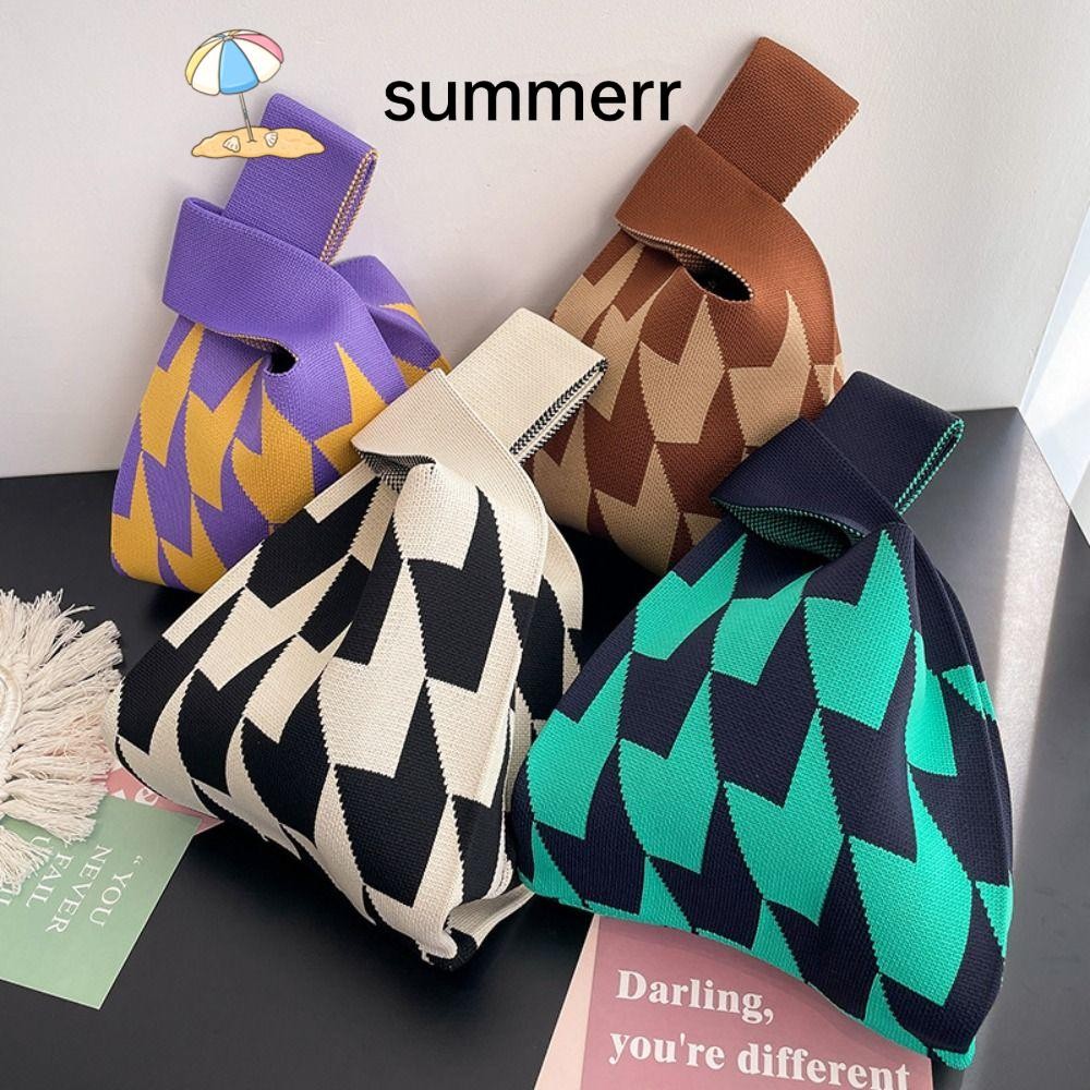 Summerr Knit Handbag Shopping Bags Niche Design Knot Wrist Bag