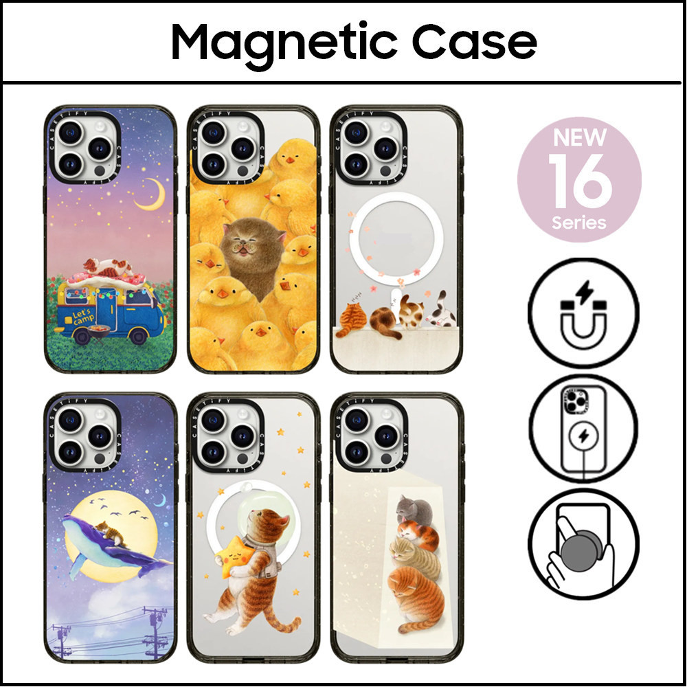 Caseti Nyangsongi แมวฤดูร้อน Camp พลาสติกแข็งอะคริลิคสําหรับ iPhone 16 11 12 13 14 15 Plus Pro Max ปลอก