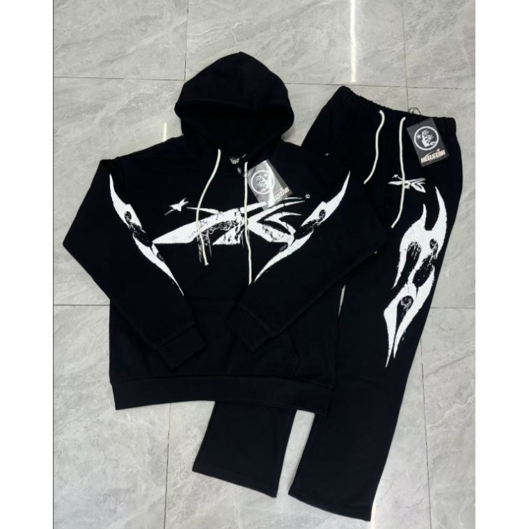 คลังสินค้าพร้อม Real Shot Hellstar Inkjet Head Print Loose Hoodie