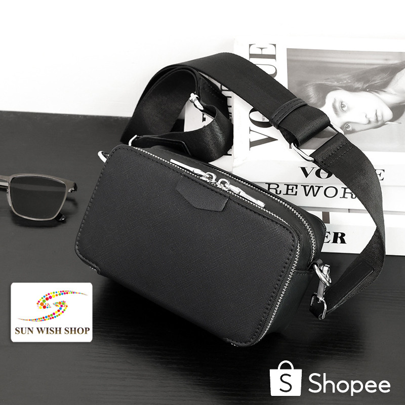 Sunwish SWS-JY1302B หรูหราหนังกันน้ําผู้ชายกระเป๋าสะพายกระเป๋าสี่เหลี่ยมเล็ก