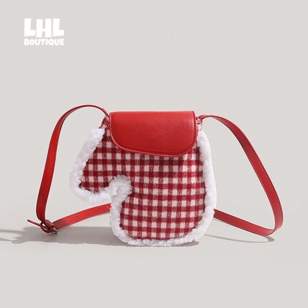 LHL BOUTIQUE ผู้หญิงใหม่คริสต์มาสถุงมือลายสก๊อตกระเป๋าซอกกระเป๋าโทรศัพท์มือถือ