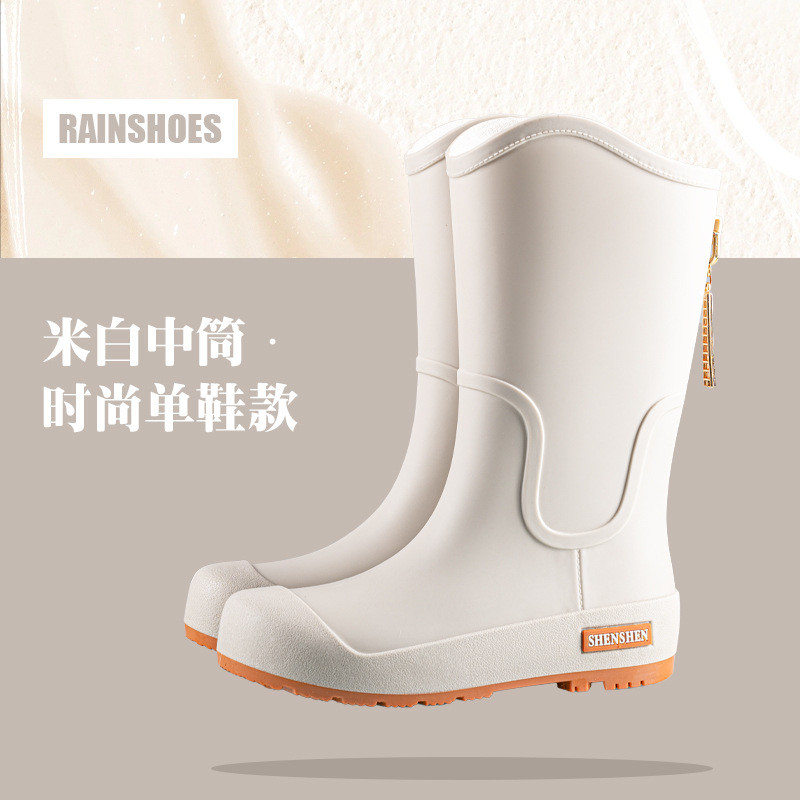แฟชั่น รองเท้าบูทกันฝนผู้หญิงแบบท่อยาวสไตล์ใหม่, รองเท้ายางกันลื่นกันน้ํา, รองเท้าบูทสตรีทุกคู่