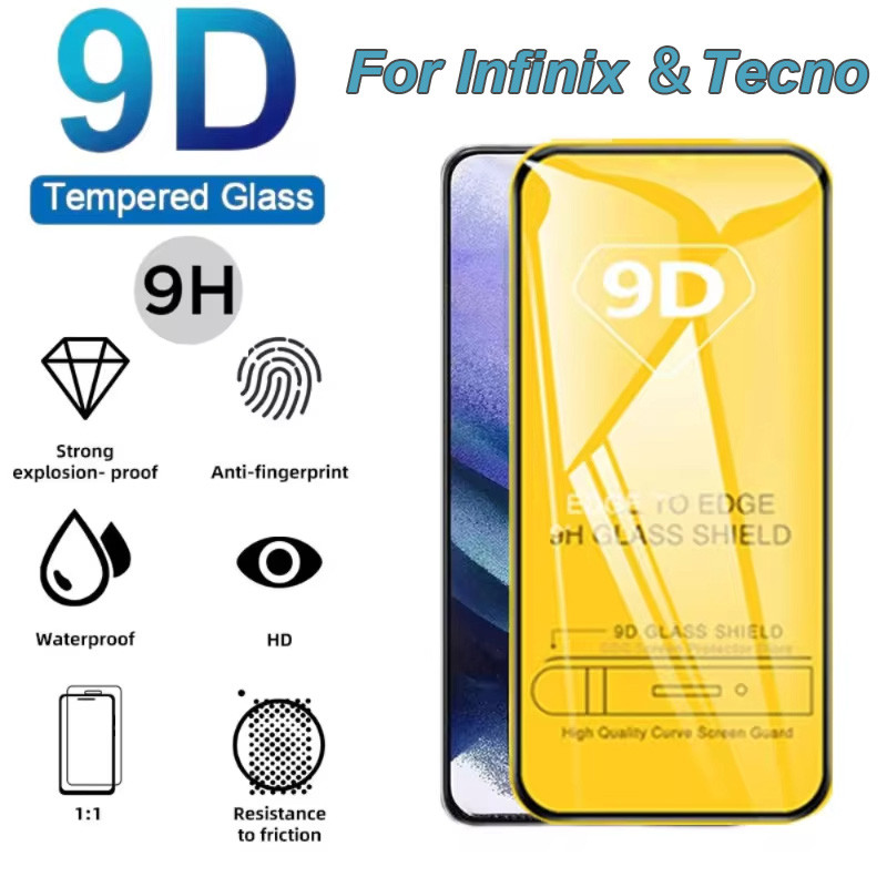 9D ฟิล์มกระจก For Infinix Hot 40 Pro 40i 30 30i 20i 20S 11 Note 30 12 Smart 8 7 Spark Go 2024 20 Pro 20C ฟิล์มกระจกกันร