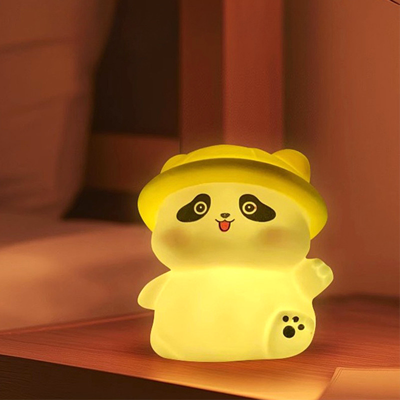 หมวกน่ารัก Panda Nightlight การ์ตูนห้องนอน Sleeping โคมไฟ รูปที่ 3