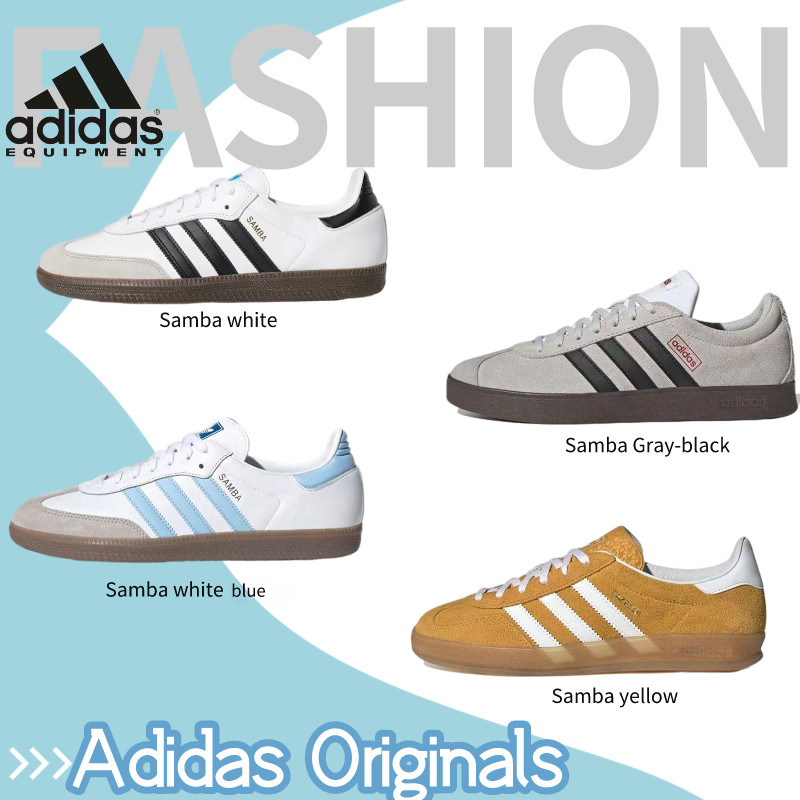 adidas ของแท้ 100% ต้นฉบับ Samba OG รองเท้าผ้าใบสวมสบายทนต่อการสึกหรอสีดำและสีเทาสีขาว