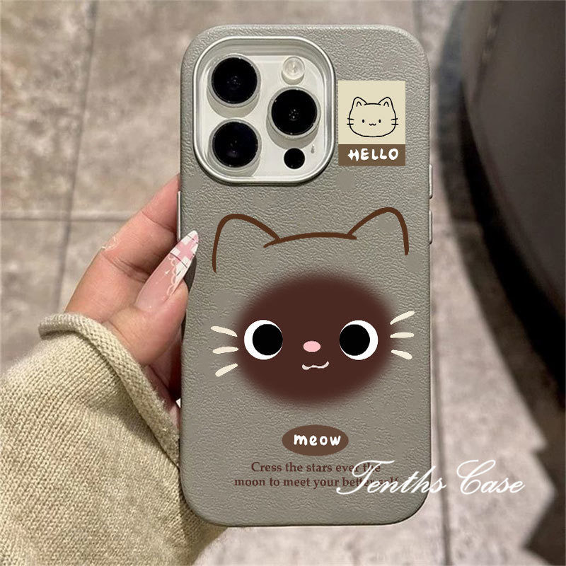 สําหรับoppo A3X A60 A79 A38 A18 A95 A94 A93 A92 A78 A76 A17 A16 A15 A31 A53 2020 น่ารักCattyธรรมดารูปแบบหนังชุบเลนส์กรอบเคสโทรศัพท์ปกอ่อน - รูปที่ 6