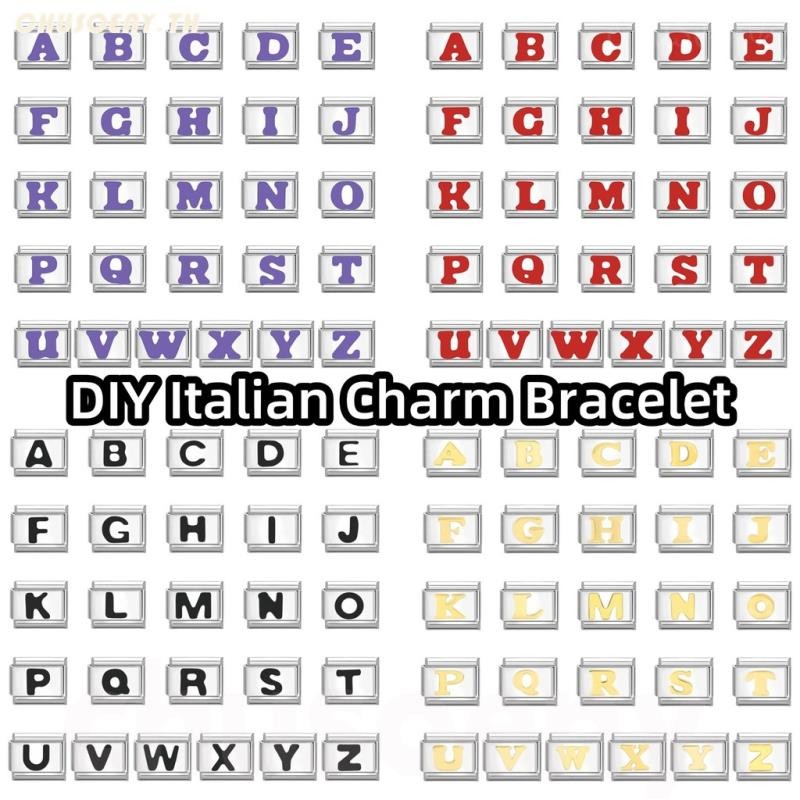 2026 ใหม่ไทเทเนียมเหล็กสีดําตัวอักษรภาษาอังกฤษ ใหม่แฟชั่นอิตาเลี่ยน Charm Links สําหรับสร้อยข้อมือ Fit 9 มม. DIY ทํา