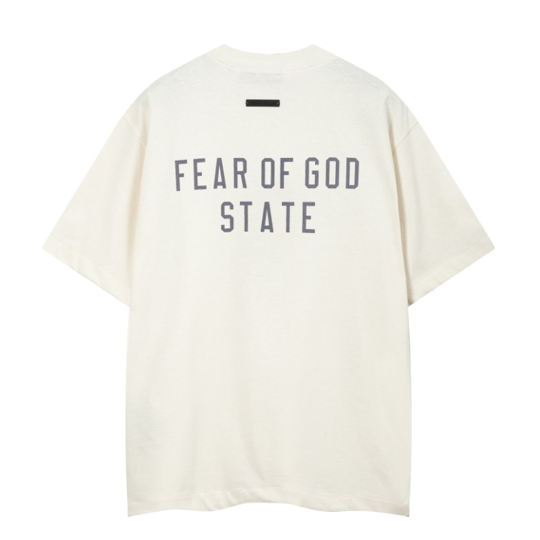 พร้อมสต็อก หมอก เส้นคู่พื้นฐานใหม่ด้านหน้าและด้านหลังหลวมจดหมายพิมพ์ผ้าฝ้าย 100% เสื้อยืดคอกลมแขนสั้น