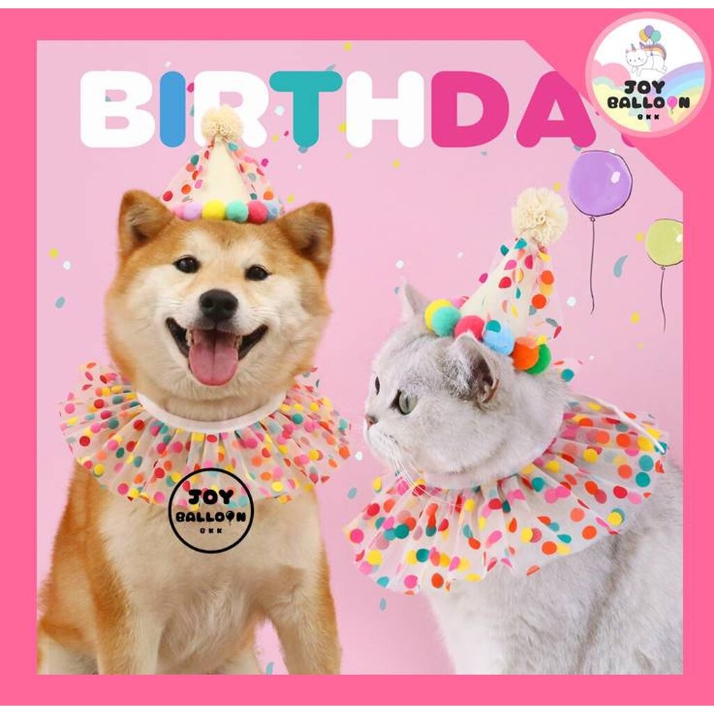 หมวกวันเกิดน้องแมว พร้อบถ่ายรูปแมว หมา สัตว์เลี้ยง พร้อบถ่ายรูปวันเกิด Happy Birthday Party (ส่งเร็วจากกุรงเทพ)