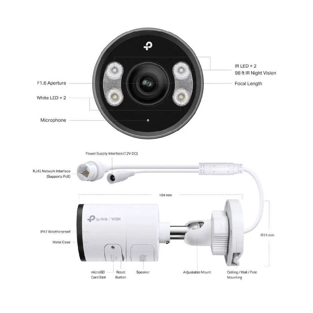 TP-LINK VIGI INSIGHT S385 8MP OUTDOOR FULL COLOR BULLET NETWORK CAMERA กล้องวงจรปิดภายนอก
