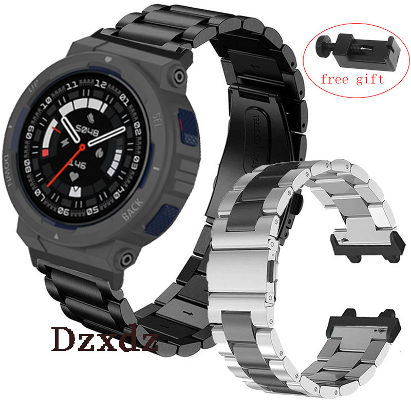 สายสแตนเลสโลหะสําหรับ Amazfit Active Edge สมาร์ทวอทช์สายรัดข้อมือสายนาฬิกาอุปกรณ์เสริมสร้อยข้อมือ
