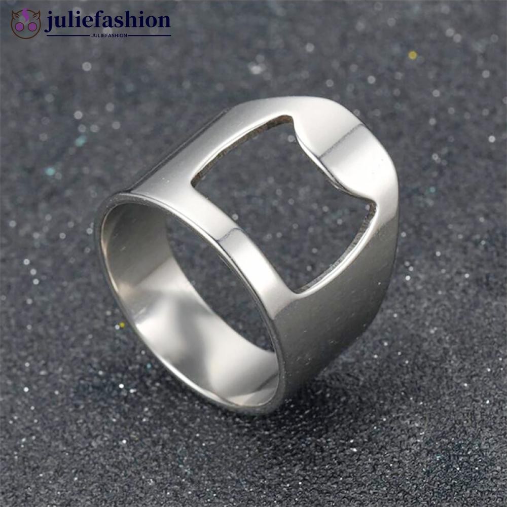 Juliefashion 10 มม.ที่เปิดขวดแหวน-รูปร่างสแตนเลสแหวนไทเทเนียมสร้างสรรค์อเนกประสงค์แหวน Casual Cool Finger แหวน A2M9[NVEP]