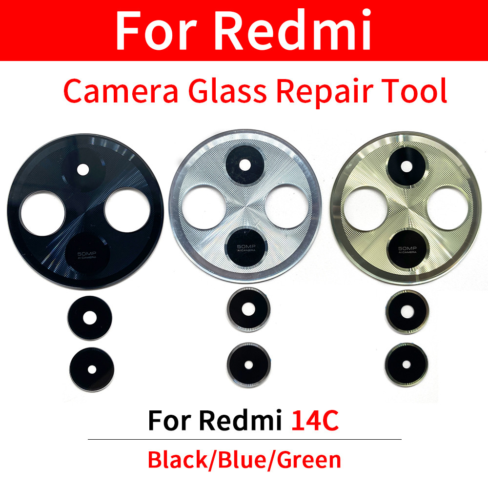 ฝาครอบกระจกเลนส์กล้องด้านหลังพร้อมการเปลี่ยนกาวสําหรับ Xiaomi Redmi 14C พร้อมเครื่องมือซ่อม