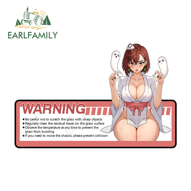Earlfamily 13 ซม.Dandadan Ayase Momo คําเตือนสติกเกอร์รถบุคลิกภาพ Scratch-Proof ไวนิล Decal เหมาะสําหรับสเก็ตบอร์ดรถจักรยานยนต์กระจก
