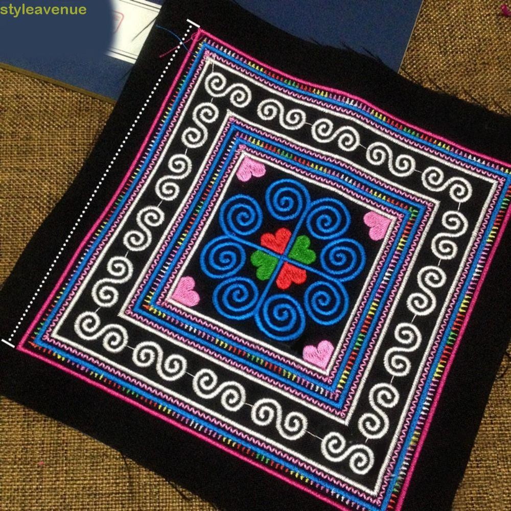 Styleavene เสื้อผ้า Applique,ผ้าปัก Miao เย็บปักถักร้อยสไตล์ชาติพันธุ์แพทช์ผ้า, DIY ดอกไม้สแควร์รูปแบบเสื้อผ้าแพทช์เย็บผ้า