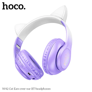 HOCO W42 หูฟังหูแมว ไฟ LED น่ารัก BT 5.3 รองรับ AUX / TF Card เสียงดี HiFi แบต10ชม. หูฟังบลูทูธ hc3