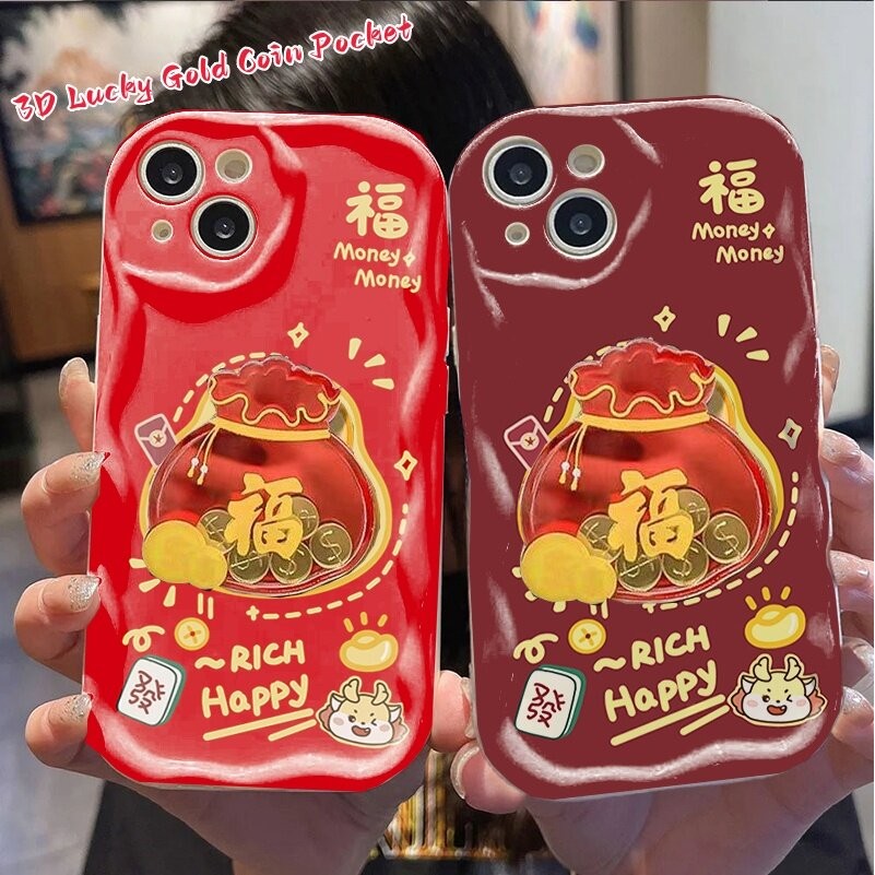 3d Lucky Gold เหรียญสําหรับ Samsung Galaxy J7 Prime J2 Prime A71 A51 4G A23 A12 5G S24 S25 S23 Plus 