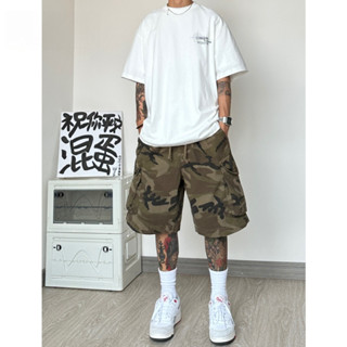 ลายพรางแฟชั่นกางเกงขาสั้นผู้ชายเกาหลีย้อนยุคกางเกงขาสั้นลําล…