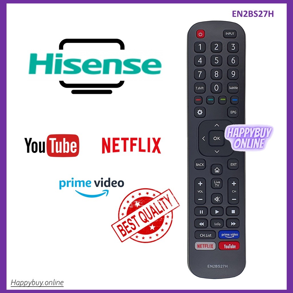 Hisense Android รีโมทคอนโทรลสมาร์ททีวี EN2BS27H Hisense Google Play Netflix Android TV Remote