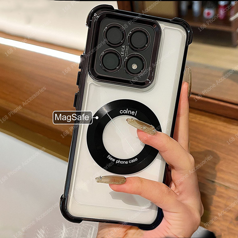 เคสโทรศัพท์สำหรับ Xiaomi 15T 14T Pro เคส Xiaomi 15T 14T 5G Case เคสนิ่มใสแบบเจล ป้องกันแรงกระแทก พร้อมที่ป้องกันเลนส์กล้อง เคสแม่เหล็ก หรูหราด้วยการชุบทองไฟฟ้า