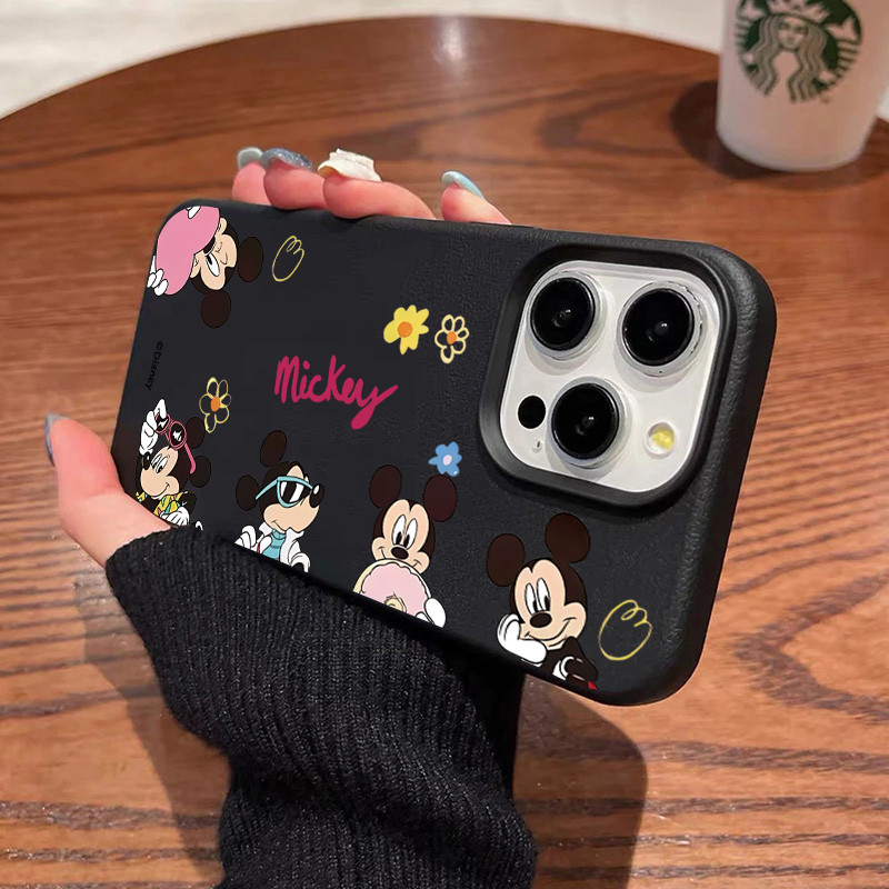 ฝาครอบโทรศัพท์นุ่มได For iPhone11 13 15 เคส ไอโฟน12 14 ProMax 7 8Plus X XR XS Maxมิกกี้รูปหัวใจ