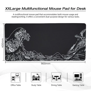 แผ่นรองเมาส์ ขนาด Mouse pad แผ่นรองเมาส์แบบสปีด รูปแบบคลื่น แผ่นรองเมาส์ สีดำล้วน ขนาดใหญ่ วางเต็มโต๊ะ จัมโบ้ ขนาด