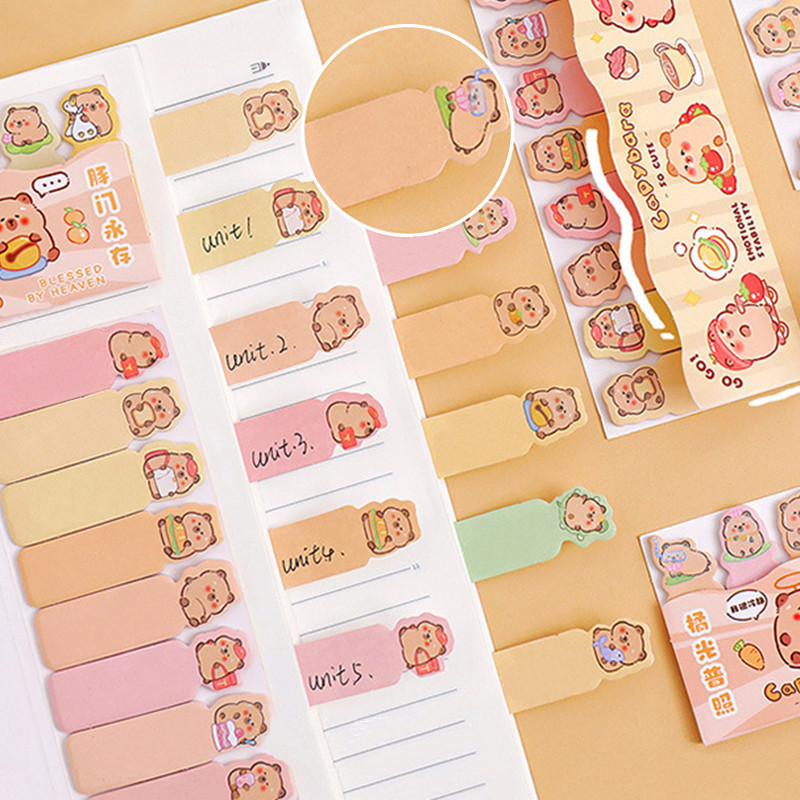 120 แผ่น Kawaii Capybara Series Label Sticky Notes - แผ่นบันทึกขนาดเล็กสําหรับตกแต่ง, แท็บกาวสําหรับเตือนและรายการ To-Do
