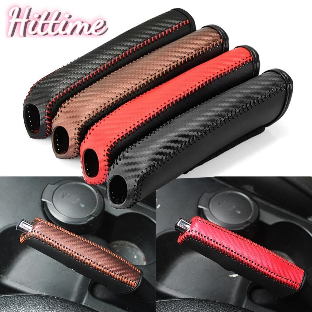 Hittime Universal รถ PU หนังเกียร์ Handbrake ฝาครอบคันเกียร์ฝาครอบ Handbrake ฝาครอบเบรคมือ Anti-Skid Auto ที่จอดรถเบรค B3K7