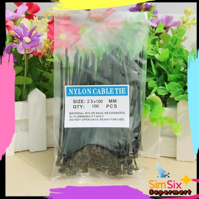 Rugt Rifet Kabel Tis Ties Self Locking Wire Zip Cable Organizer 2.5x100 มม. 100 ชิ้น