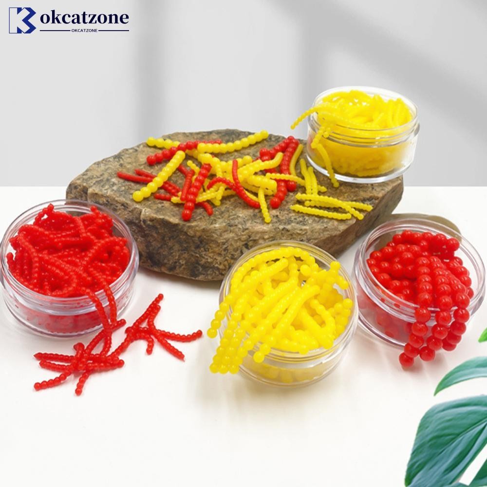 OKCATZONE 1 กล่อง 2/3/4/5 มม.ระงับลูกปัดสําหรับล้อเล่นตกปลาสตรอเบอร์รี่ข้าวโพดหอม TPR Lure Root ตกปล
