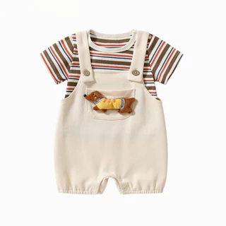 ฤดูร้อนใหม่เด็กอินเทอร์เน็ตคนดังเสื้อผ้าชายหญิงแขนสั้น Onesie 0-28 เดือน Splicing Super น่ารักผล Romper Out เสื้อผ้าวันเกิด
