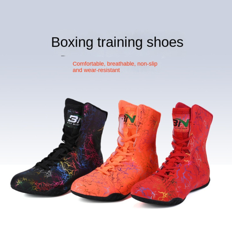 FIGHT Boxing Shoes Mens High-top Fighting Competition Training Shoes Wrestling Shoes Sanda Shoes Fit