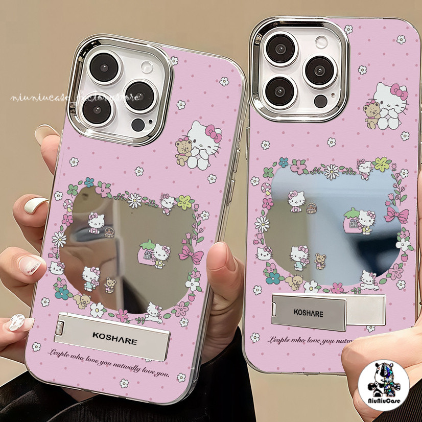 COD เคส For iPhone 11 13 16 15 14 12 Pro Max เคสไอโฟน11 XS MAX XR 8 16 Plus Case เคสแมว กระจก กรณีโทรศัพท์มือถือชุบ