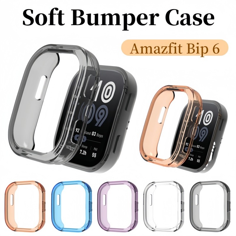 Soft TPU Screen Protector เคสซิลิโคนใสสําหรับ Huami Amazfit Bip 6 สมาร์ทวอท์ช Clear Anti drop ฝาครอบกันชนสําหรับ Amazfit Bip6