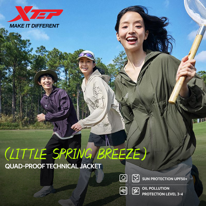 【xtep】Little Spring Breeze丨เสื้อผ้าป้องกันแสงแดด เสื้อแจ็คเก็ตคู่กันน้ํากลางแจ้ง unisex