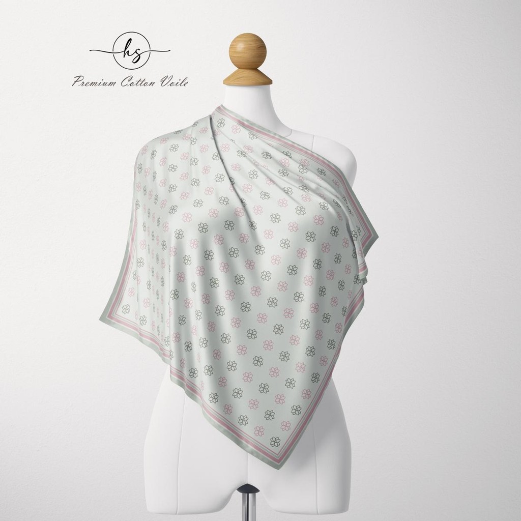 HARMONY F Tudung Bawal Cotton Voile PREMIUM Square Hijab พิมพ์ B45+