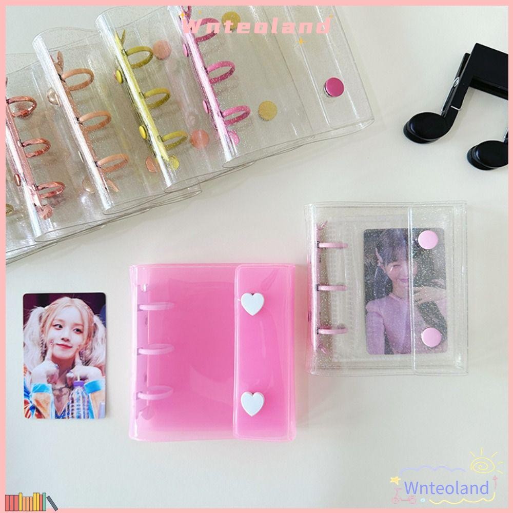 WNTEOLAND Binder อัลบั้มรูป, กันน้ํา 3 หลุมการ์ดไอดอลรวบรวมหนังสือ, ตกแต่งบ้าน A8 PVC ชื่อการ์ดหนังสือ
