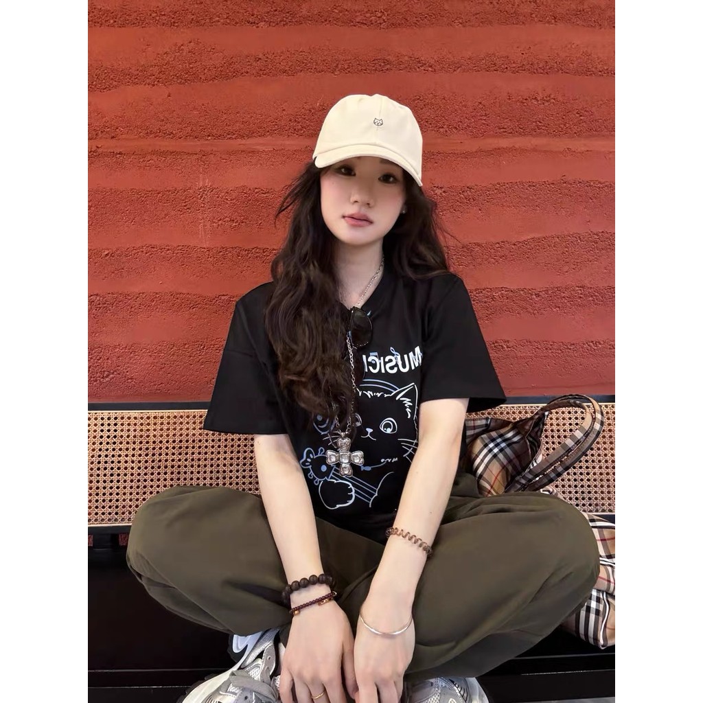 สีชมพูลูกแมวน่ารักหมวกเบสบอลผู้หญิงฤดูใบไม้ผลิญี่ปุ่นอเนกประสงค์ อิน การ์ตูนปักหมวกเบสบอลฤดูร้อนเวอร์ชั่นเกาหลี - รูปที่ 6