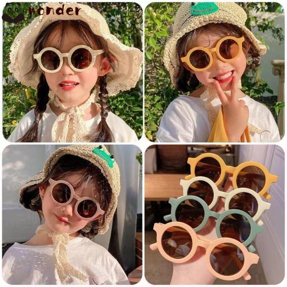 WONDER แว่นกันแดดเด็ก, Shades UV400 แว่นกันแดดกรอบกลม, กันแดดพลาสติกน่ารักแว่นกันแดดหมีน้อยสําหรับเด