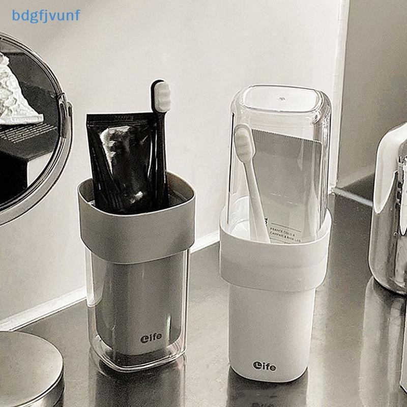 BDGF ถ้วยแปรงสีฟันแบบพกพาพร้อมฝาปิดถ้วยดื่มพลาสติกถ้วยเดินทางกลางแจ้ง ต่อต้าน หยด ผู้ถือแปรงสีฟันน้ํายาบ้วนปากถ้วย ไทย