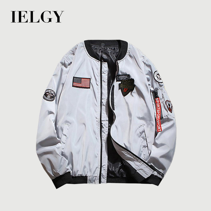 IELGY เสื้อแจ็คเก็ตเครื่องแบบเบสบอลขนาดบวกแบบลําลองสไตล์เกาหลีสําหรับผู้ชาย