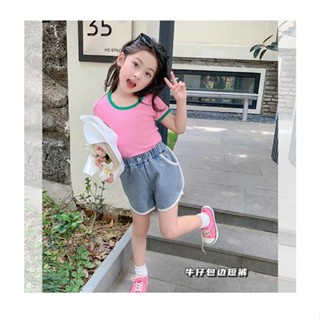 Hania Kids กางเกงผ้ายีนส์ขาสั้น สไตล์เกาหลี สำหรับเด็กผู้หญิ…