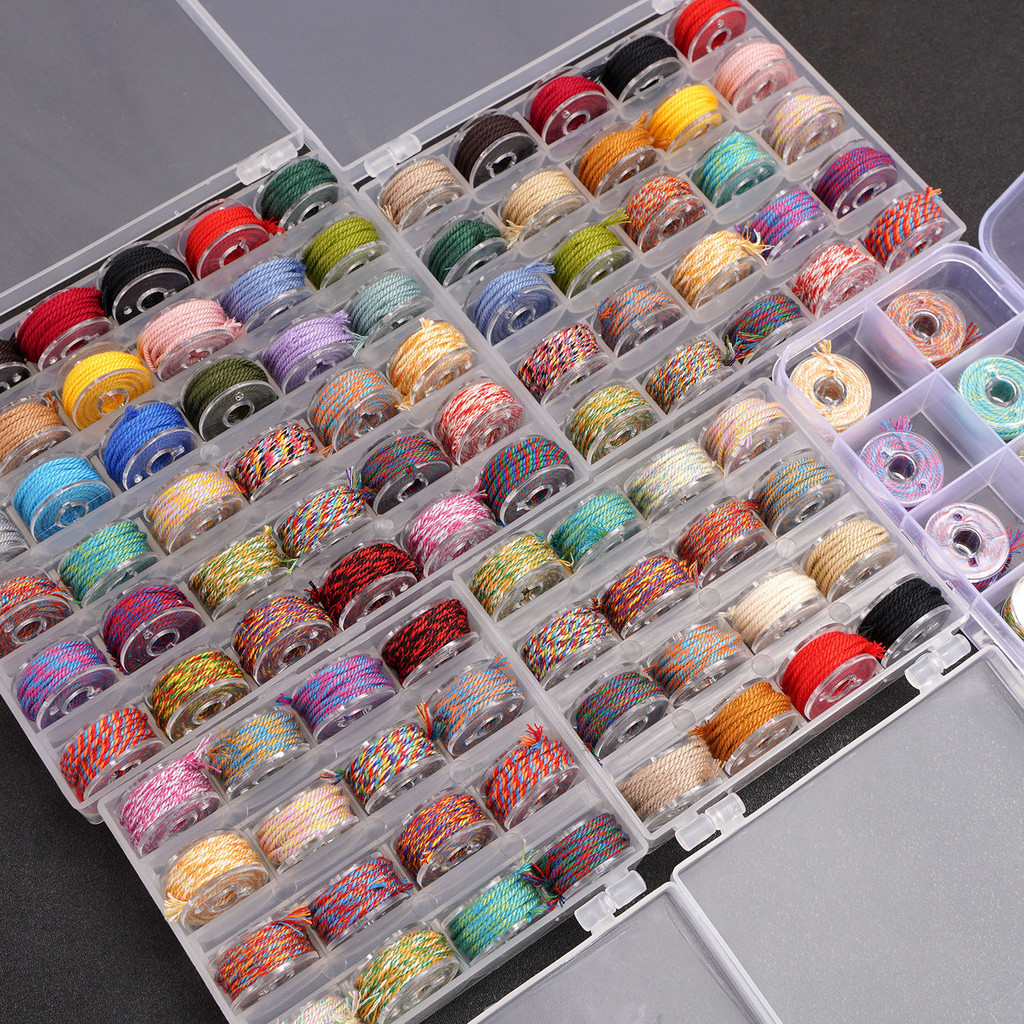 [1 มม.] ชุดด้ายฝ้ายมือ Rubbed กล่องลูกปัดเชือกฝ้าย DIY เชือกถักมือพู่เครื่องประดับ - รูปที่ 2